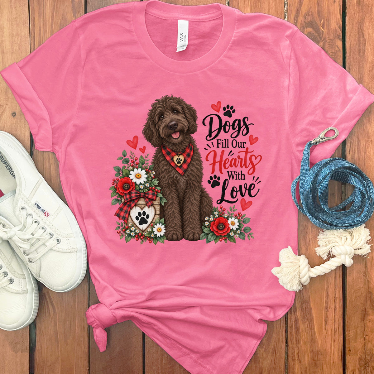Chocolate Goldendoodle Hearts Love T-Shirt