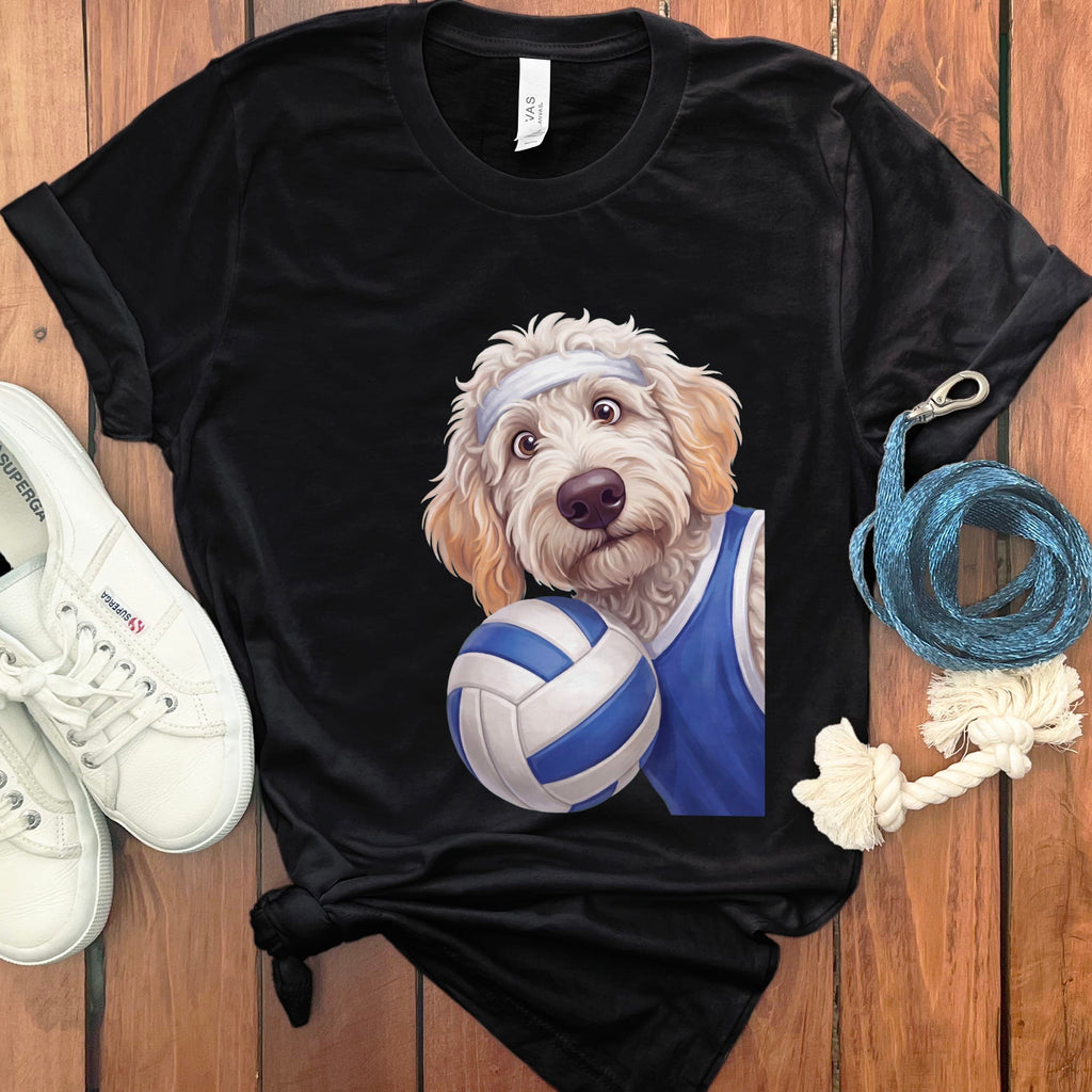 Maltipoo Volleyball Player T-Shirt in Black / S by Puppy Jo