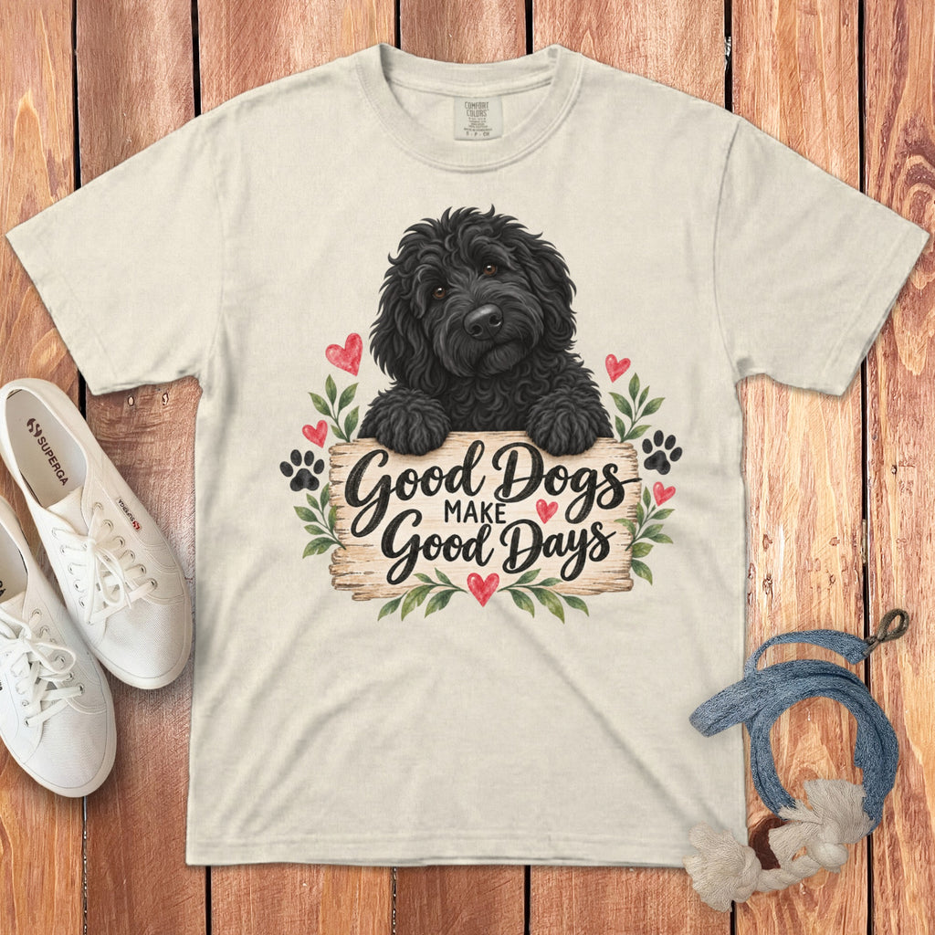 Black Goldendoodle Good Days Signature T-Shirt