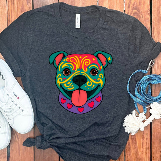 Colorful Artistic Dog T-Shirt Design Unique Product