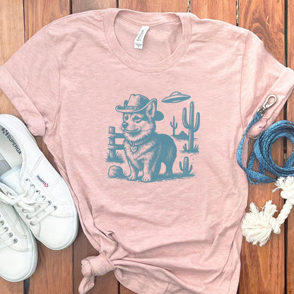Adorable Corgi Cowboy Scene on T-shirt product type