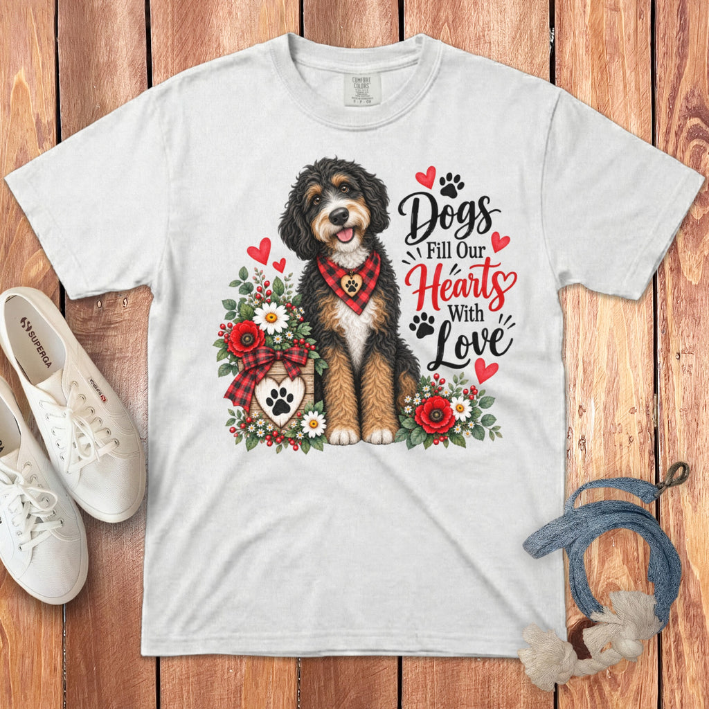 Bernedoodle Hearts Love Signature T-Shirt