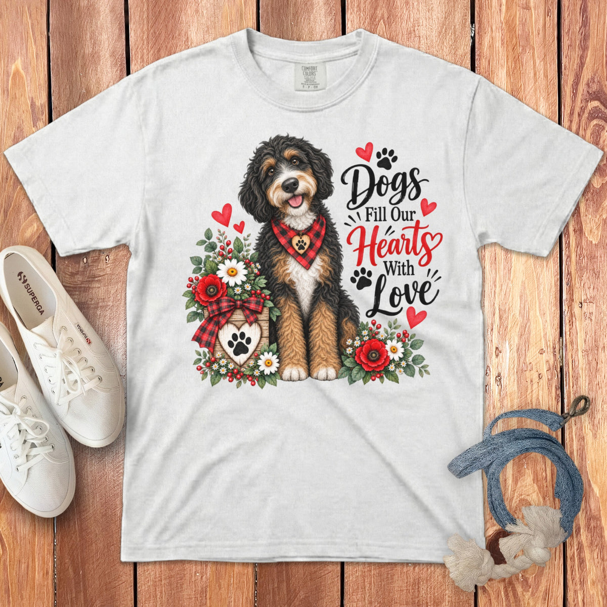 Bernedoodle Hearts Love Signature T-Shirt