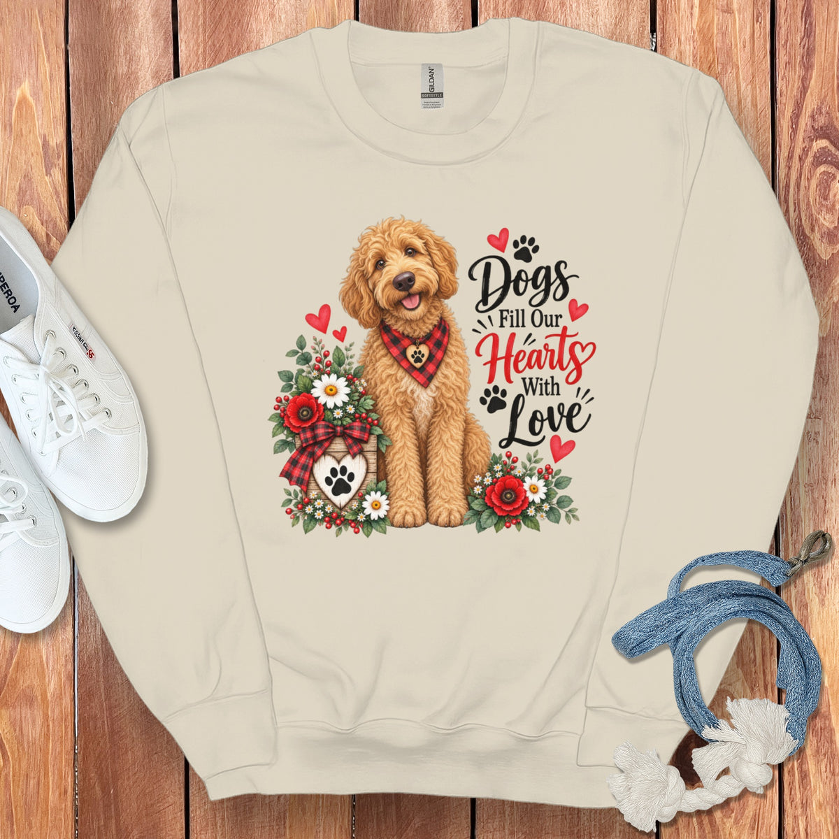 Apricot Goldendoodle Hearts Love Sweatshirt