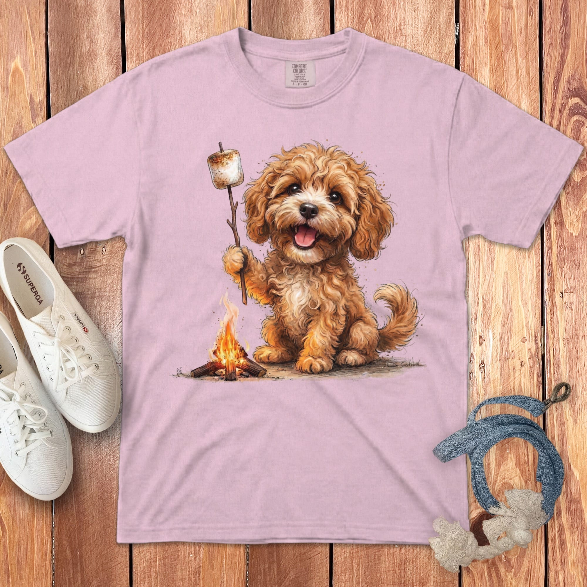 Campfire Apricot Doodle Signature T-Shirt in Blossom / S by Puppy Jo