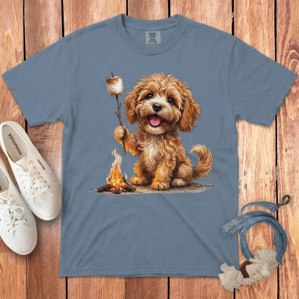 Campfire Apricot Doodle Signature T-Shirt in Blue Jean / S by Puppy Jo