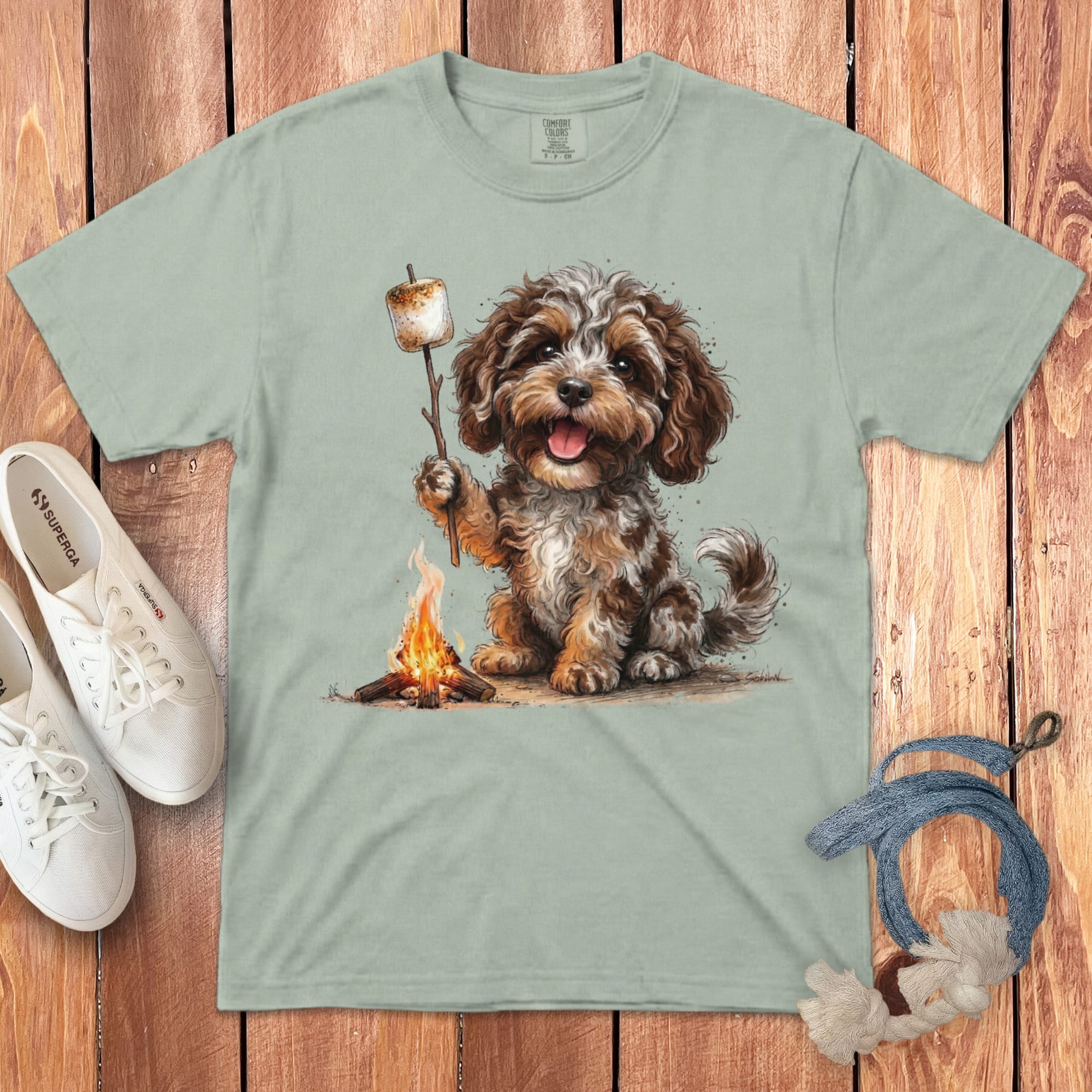 Campfire Aussiedoodle Signature T-Shirt in Bay / S by Puppy Jo