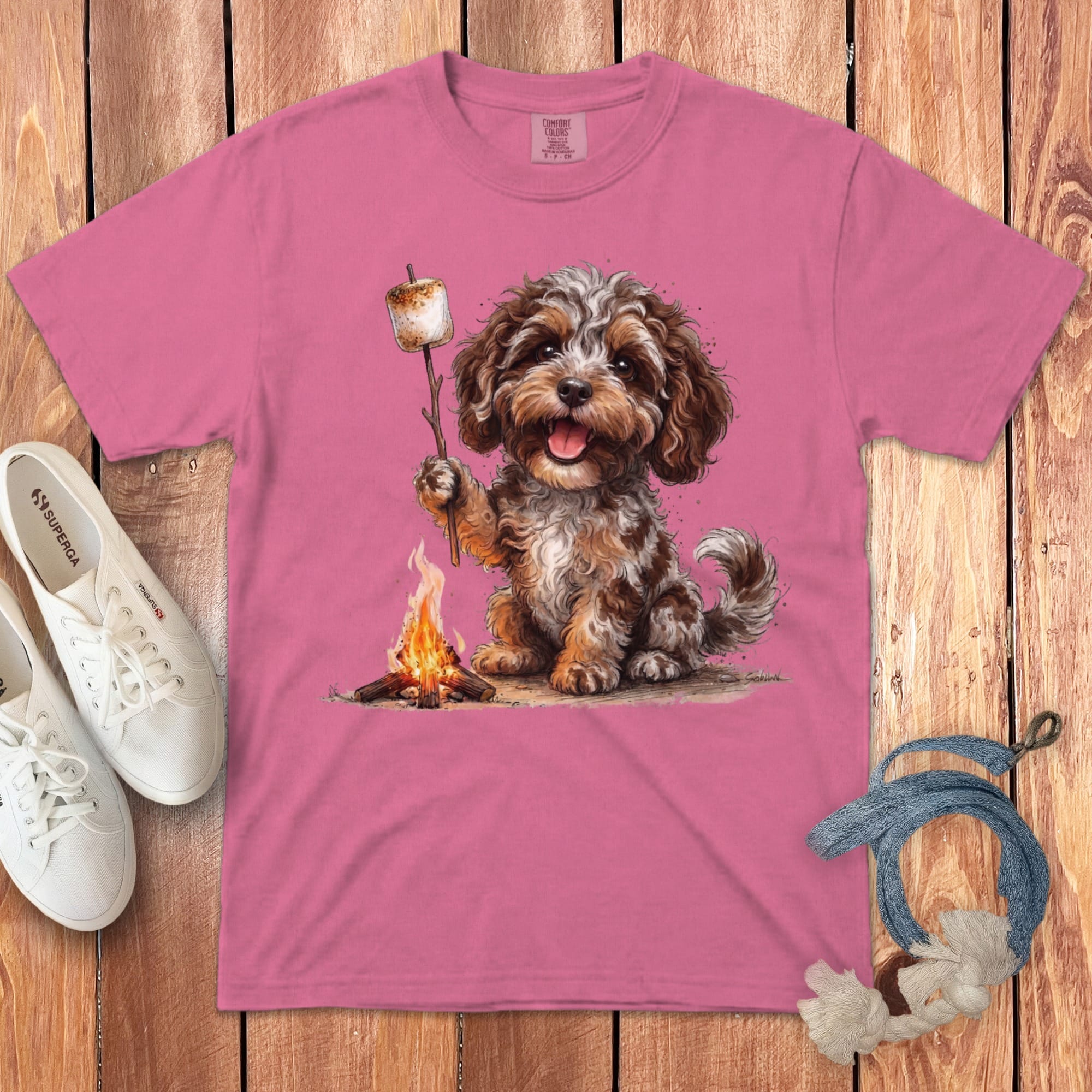 Campfire Aussiedoodle Signature T-Shirt in Crunchberry / S by Puppy Jo
