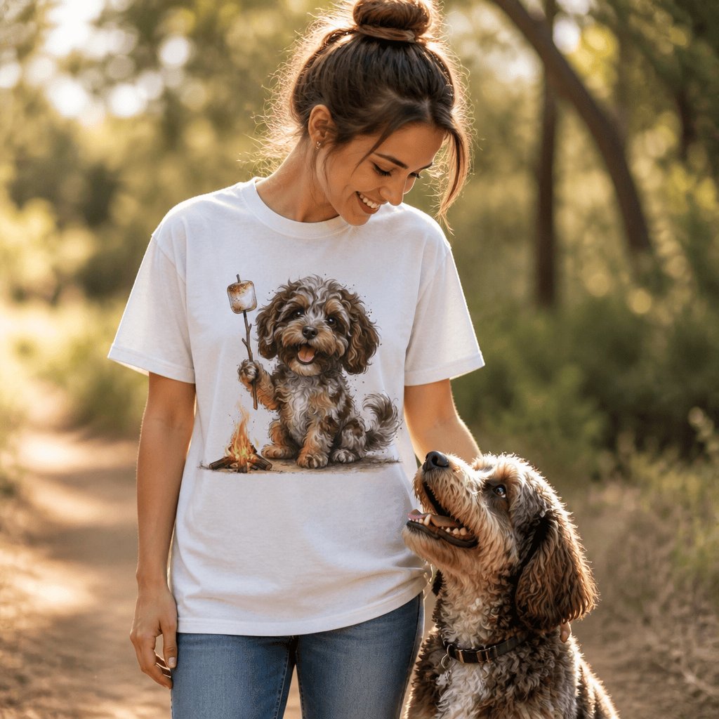 Campfire Aussiedoodle Signature T-Shirt in by Puppy Jo