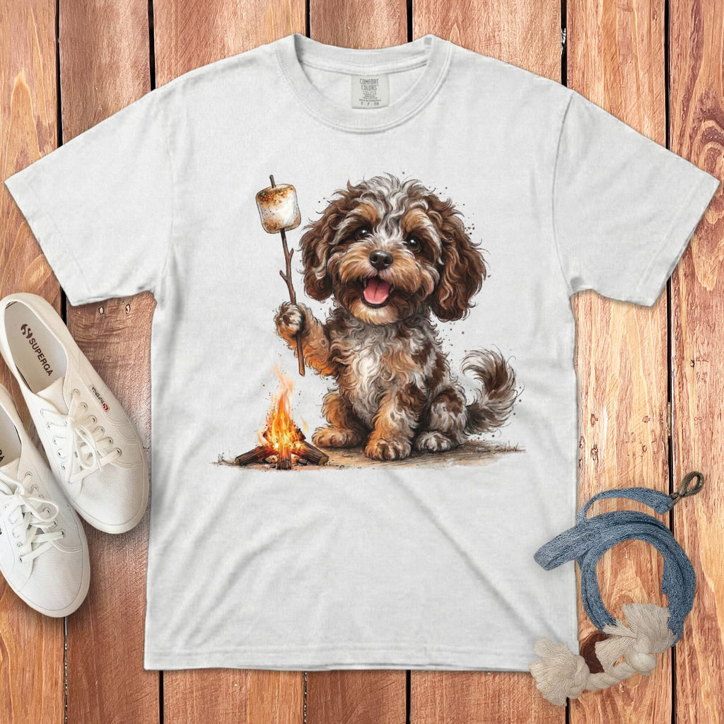 Campfire Aussiedoodle Signature T-Shirt in White / S by Puppy Jo