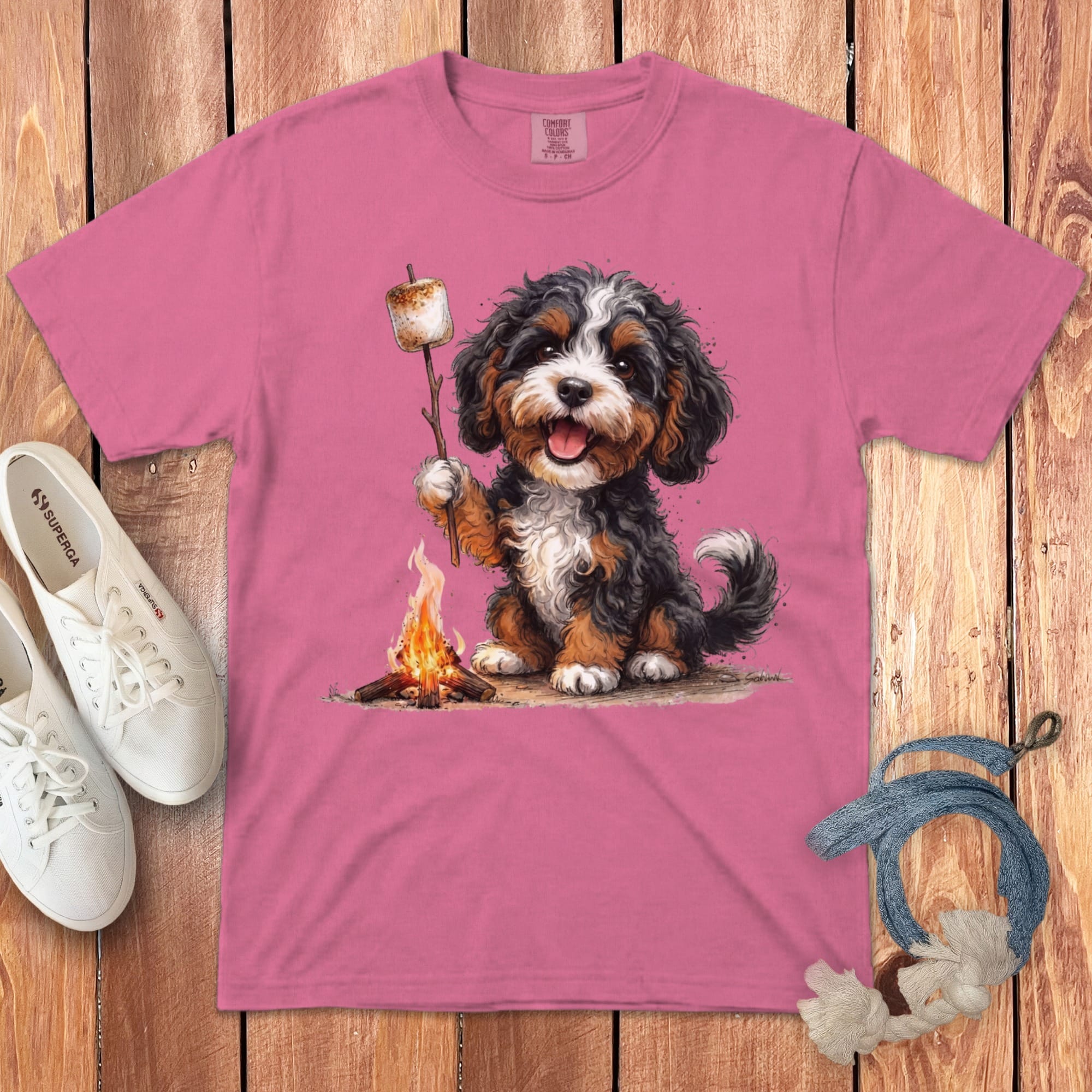 Campfire Bernedoodle Signature T-Shirt in Crunchberry / S by Puppy Jo