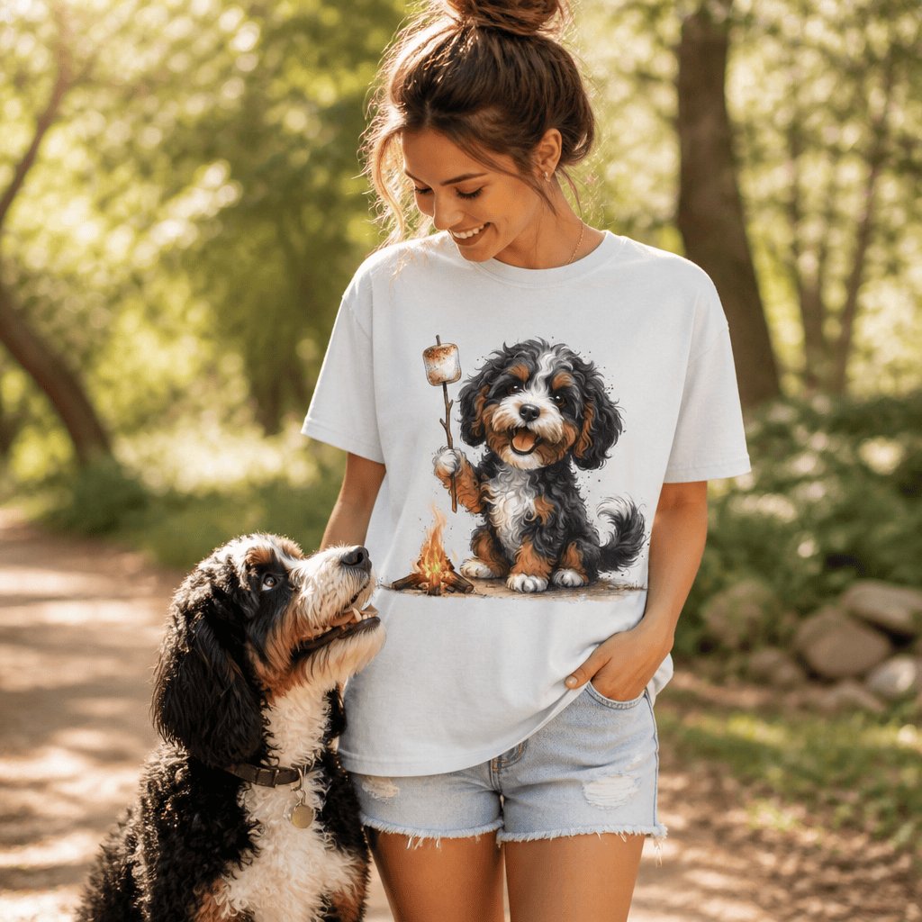 Campfire Bernedoodle Signature T-Shirt in by Puppy Jo