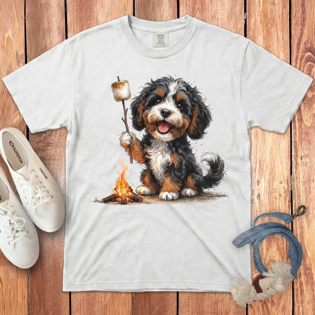 Campfire Bernedoodle Signature T-Shirt in White / S by Puppy Jo