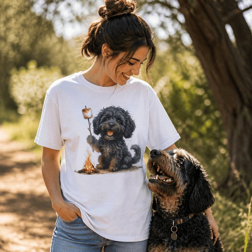 Campfire Black Doodle Signature T-Shirt in by Puppy Jo