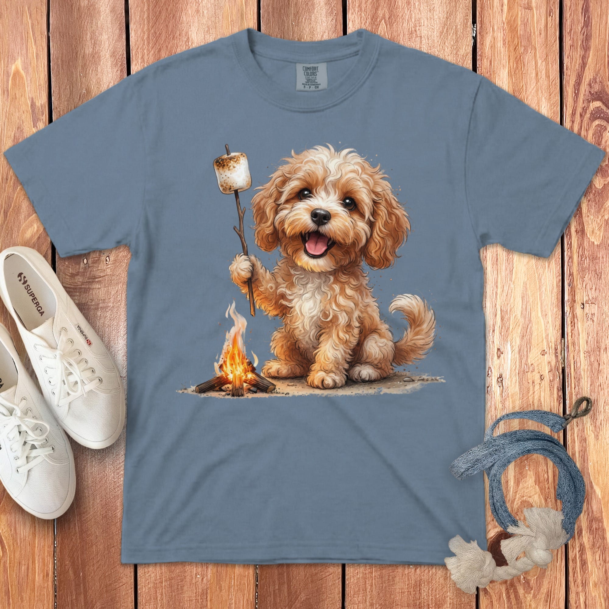 Campfire Cavapoo Signature T-Shirt in Blue Jean / S by Puppy Jo