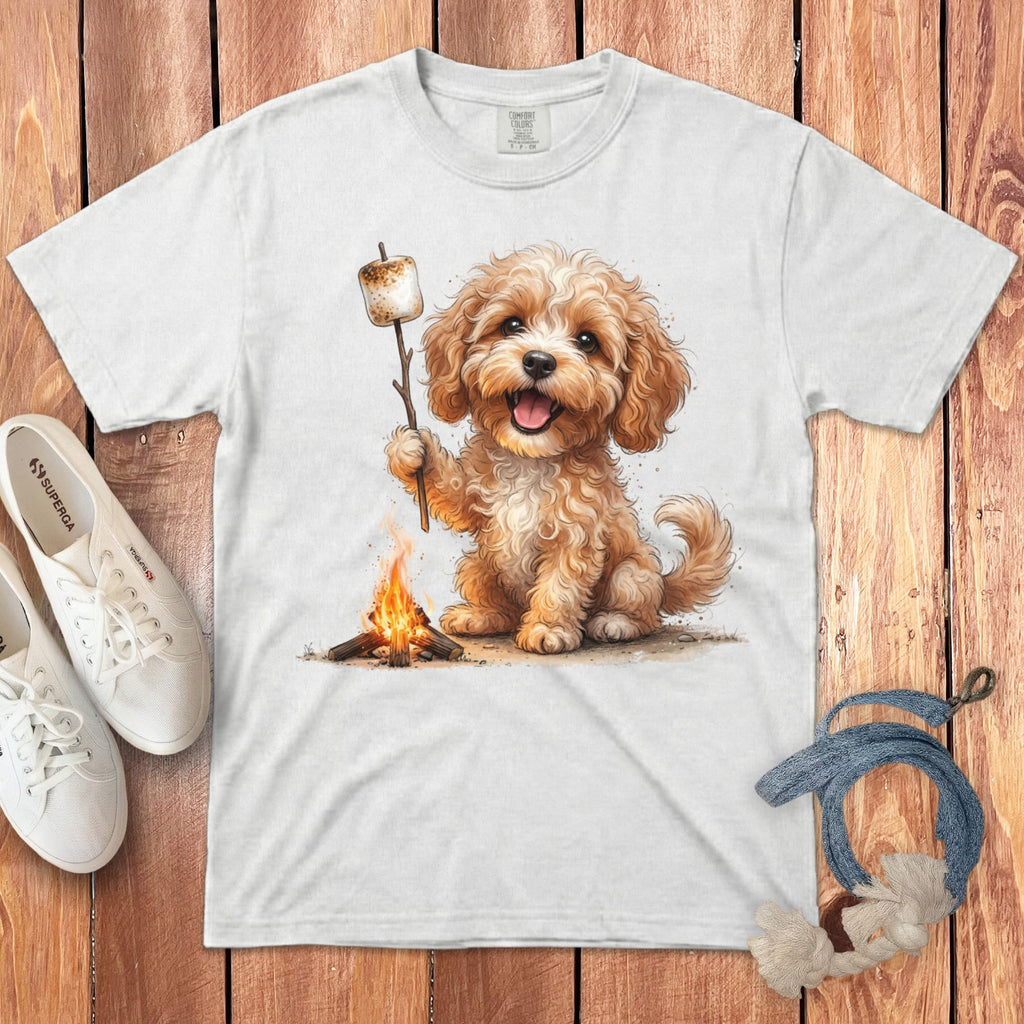 Campfire Cavapoo Signature T-Shirt in White / S by Puppy Jo