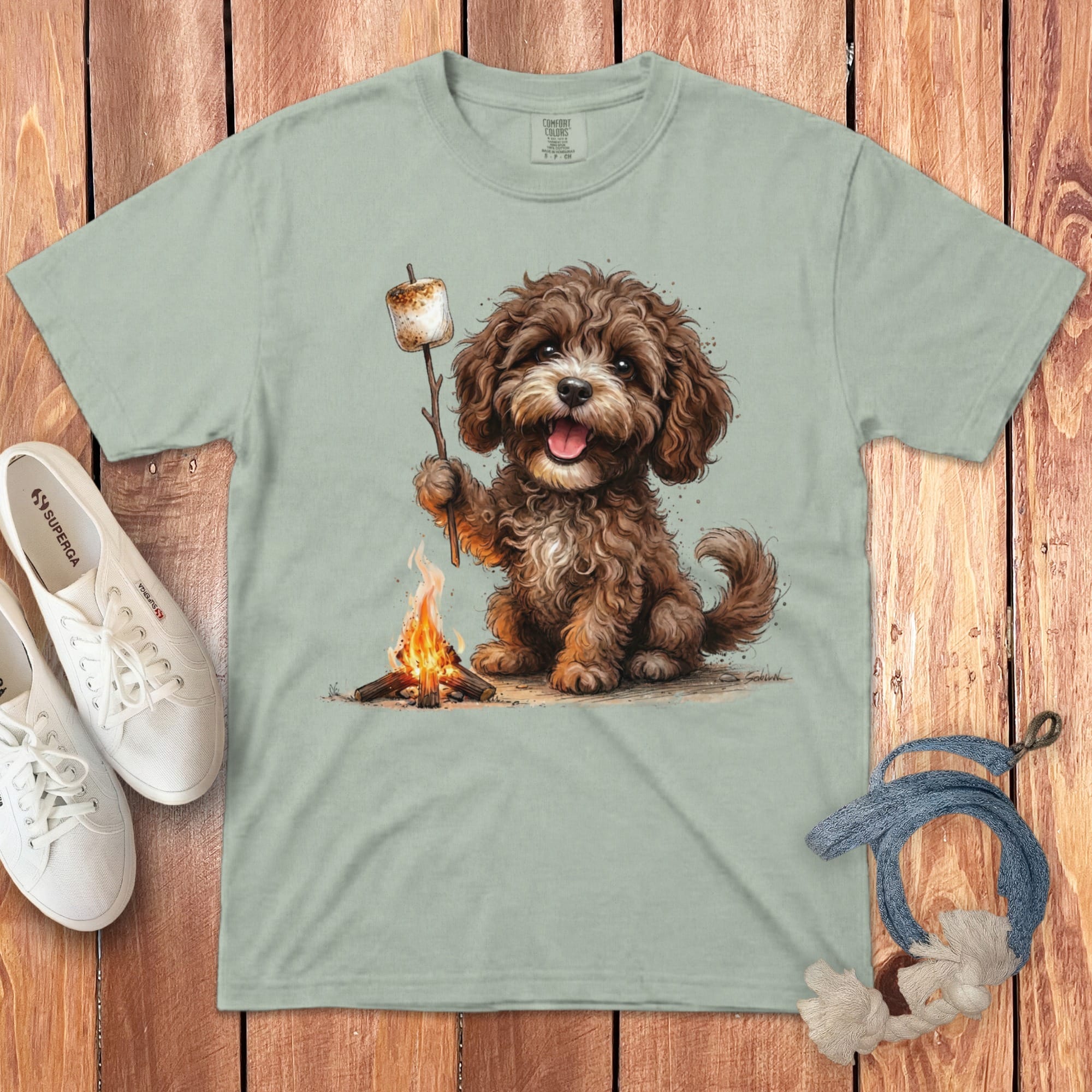 Campfire Chocolate Doodle Signature T-Shirt in Bay / S by Puppy Jo