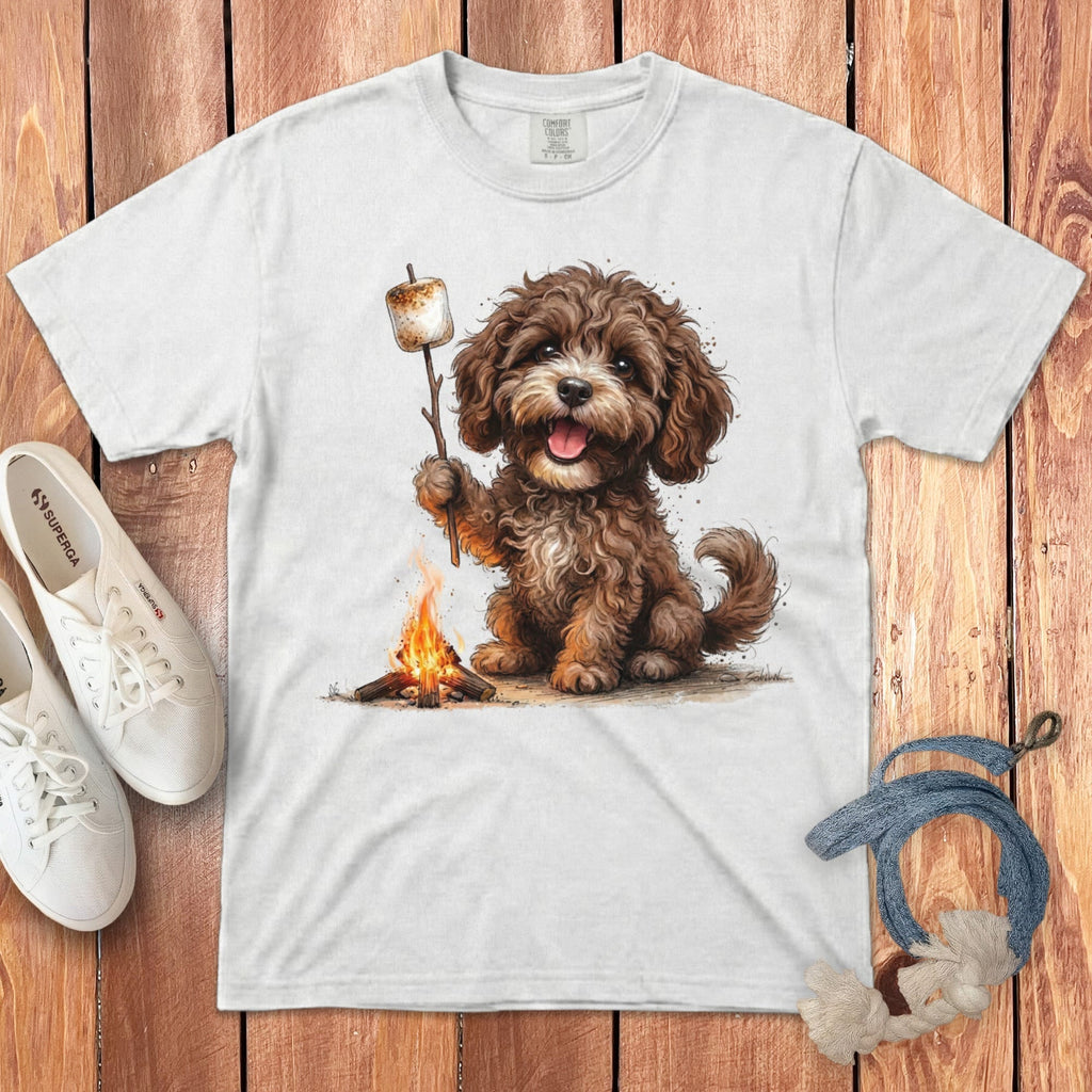 Campfire Chocolate Doodle Signature T-Shirt in White / S by Puppy Jo