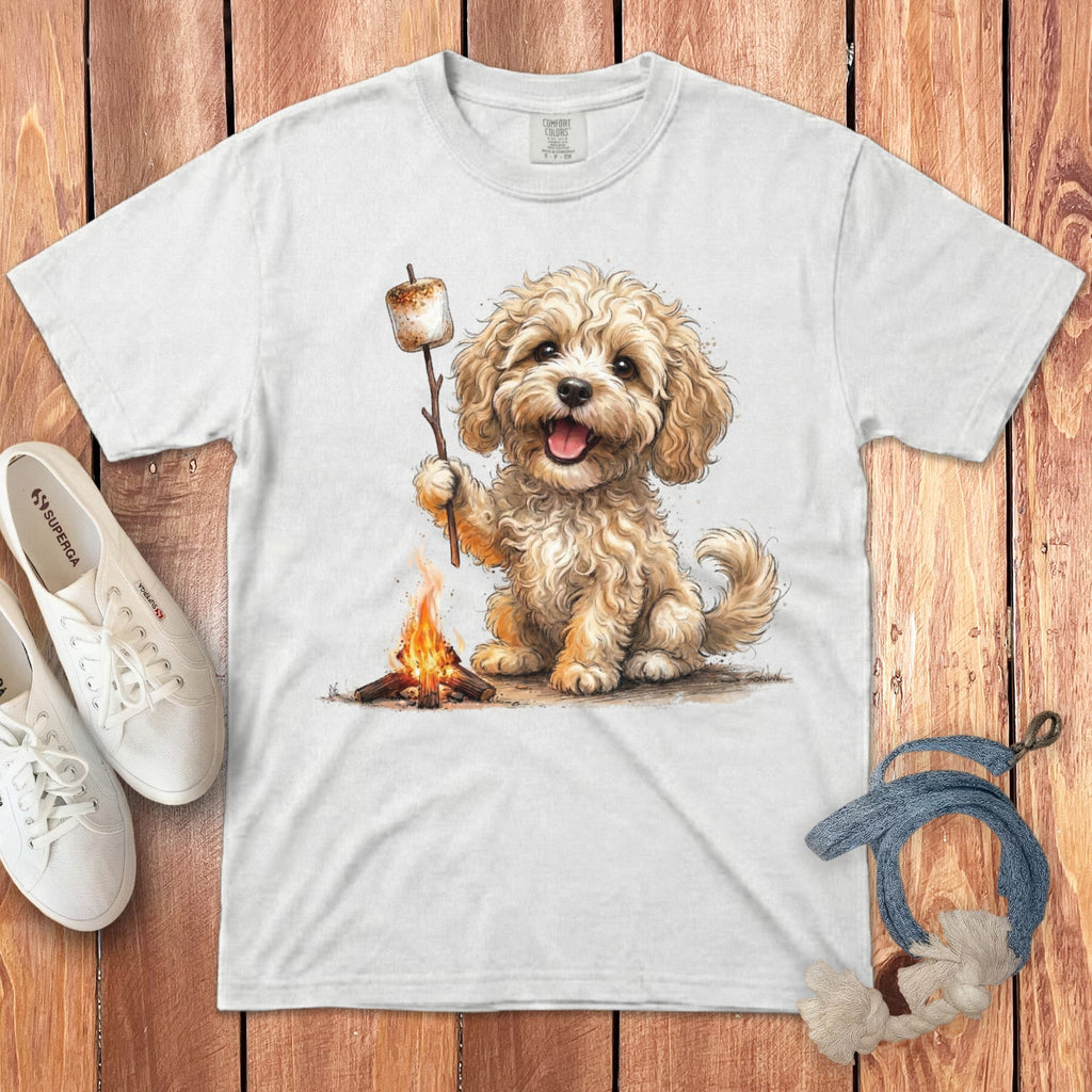 Campfire Cream Doodle Signature T-Shirt in White / S by Puppy Jo