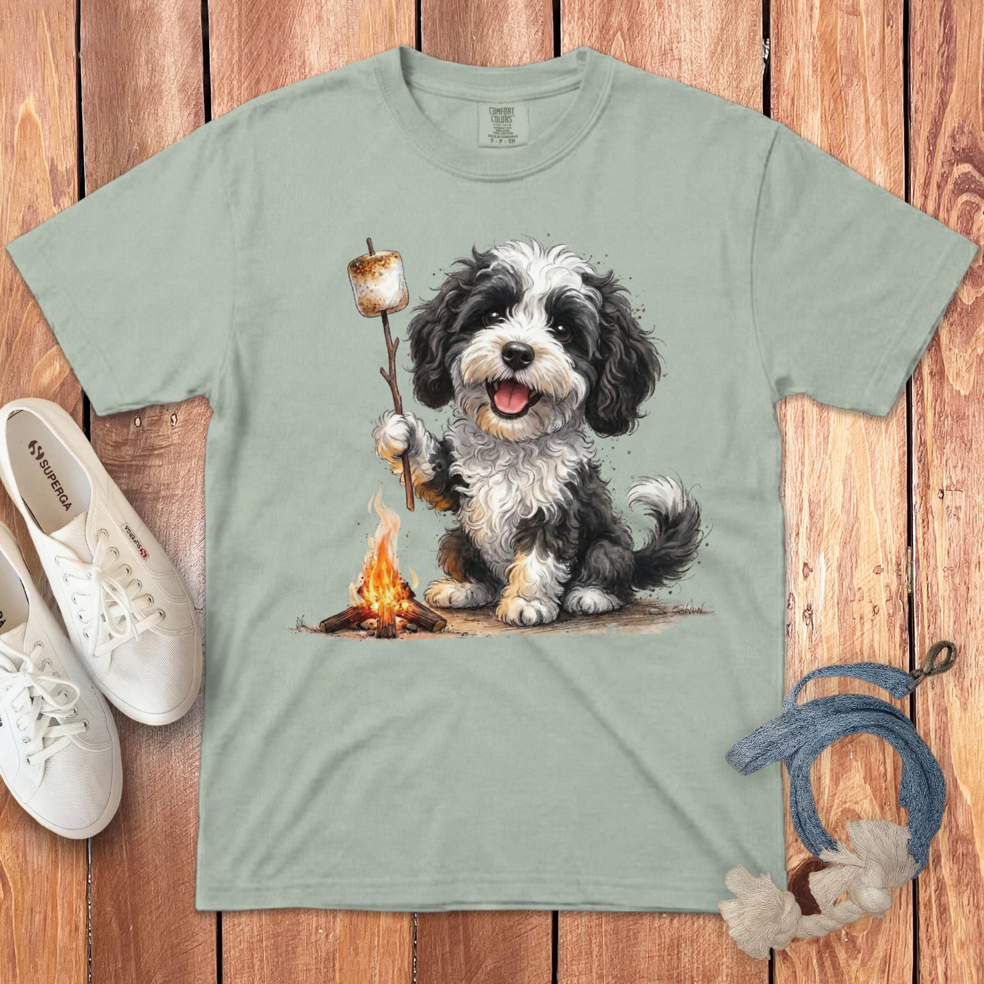 Campfire Sheepadoodle Signature T-Shirt in Bay / S by Puppy Jo