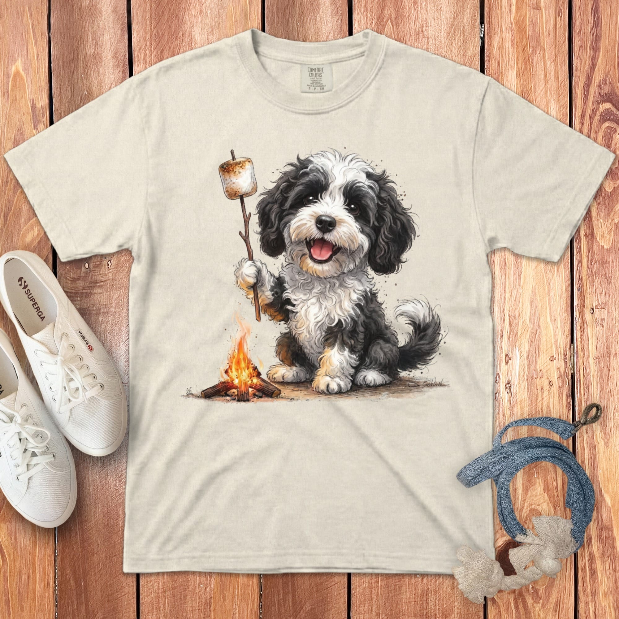 Campfire Sheepadoodle Signature T-Shirt in Ivory / S by Puppy Jo