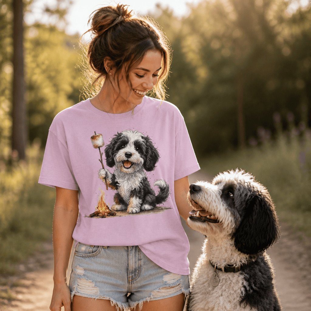 Campfire Sheepadoodle Signature T-Shirt in by Puppy Jo