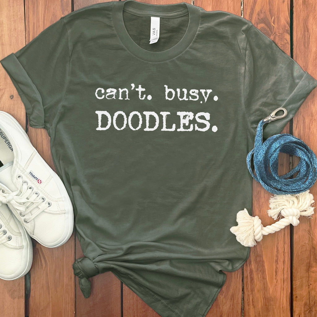 Can't Busy Doodles T-Shirt in Military Green / S by Puppy Jo