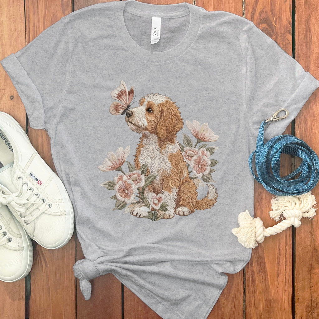 Cavapoo Butterfly Kiss T-Shirt in Athletic Heather / M by Puppy Jo