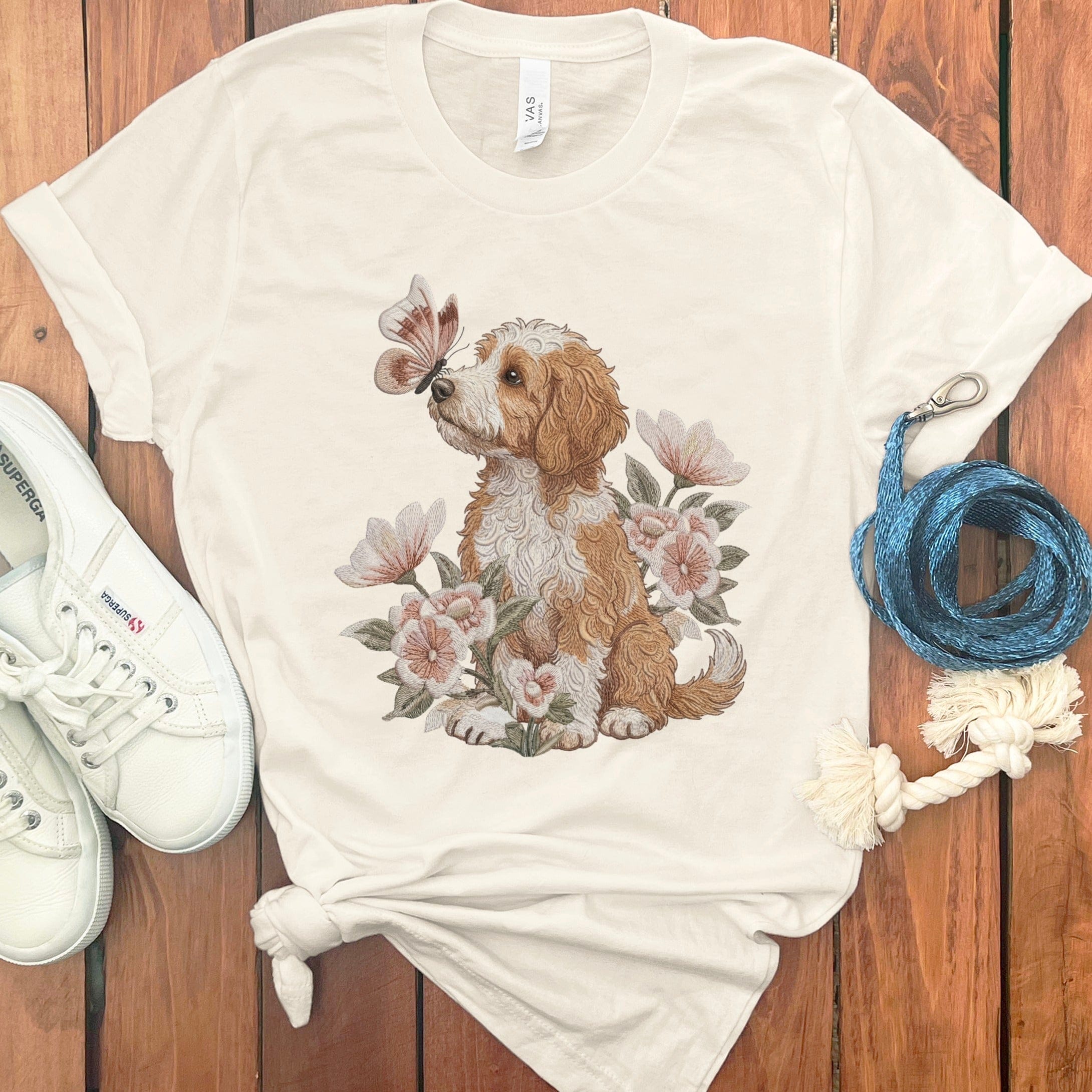 Cavapoo Butterfly Kiss T-Shirt in Natural / M by Puppy Jo