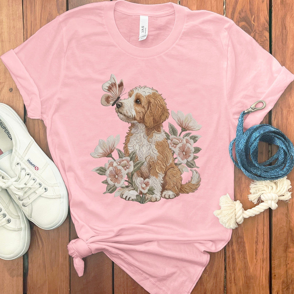 Cavapoo Butterfly Kiss T-Shirt in Pink / M by Puppy Jo