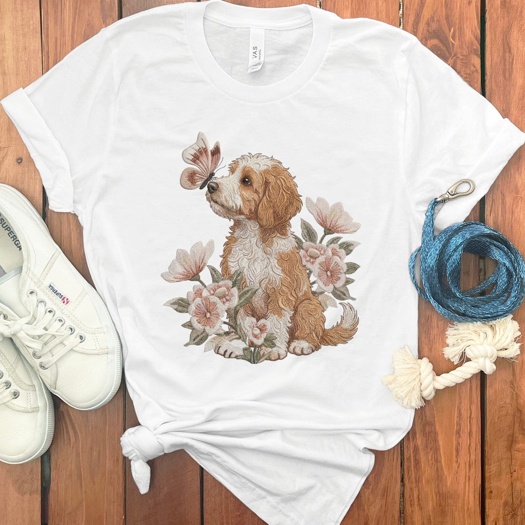 Cavapoo Butterfly Kiss T-Shirt in White / M by Puppy Jo