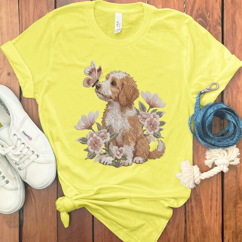 Cavapoo Butterfly Kiss T-Shirt in Yellow / M by Puppy Jo