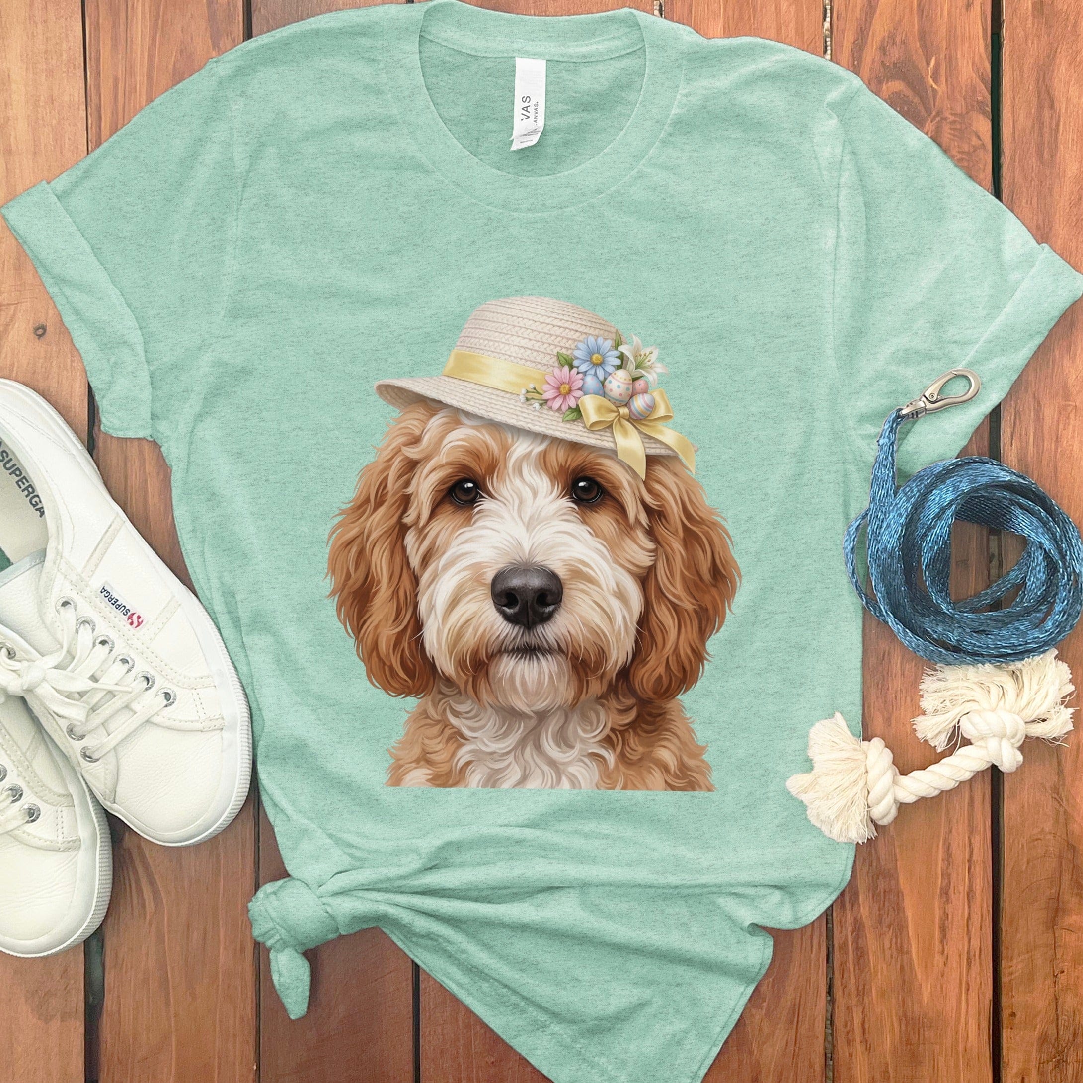 Cavapoo Easter T-Shirt in Heather Mint / M by Puppy Jo