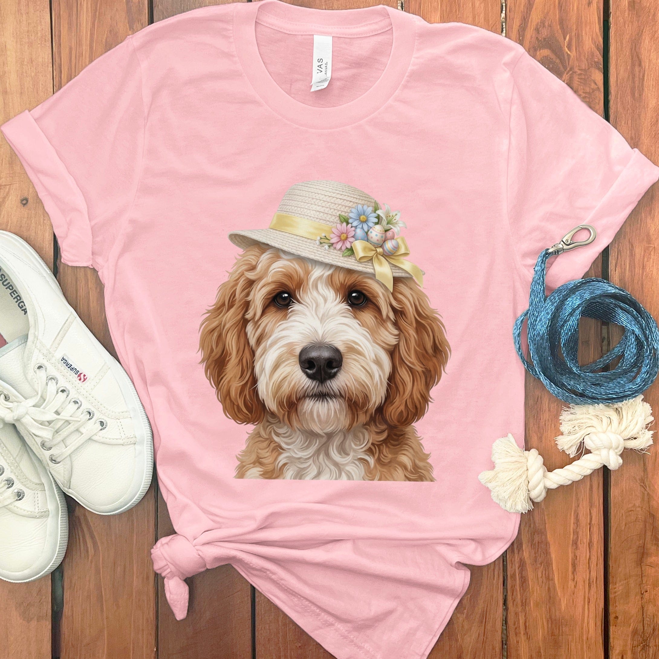 Cavapoo Easter T-Shirt in Pink / M by Puppy Jo