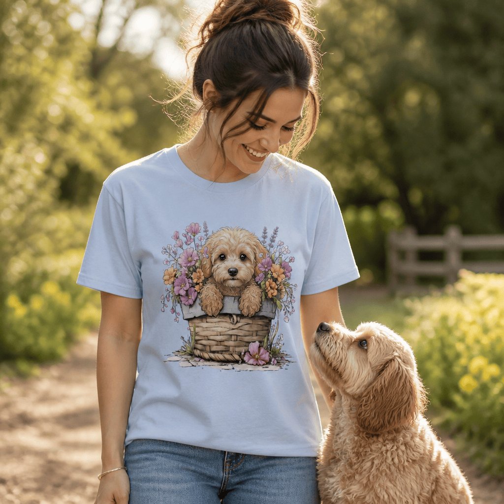 Cavapoo Floral Basket T-Shirt in by Puppy Jo