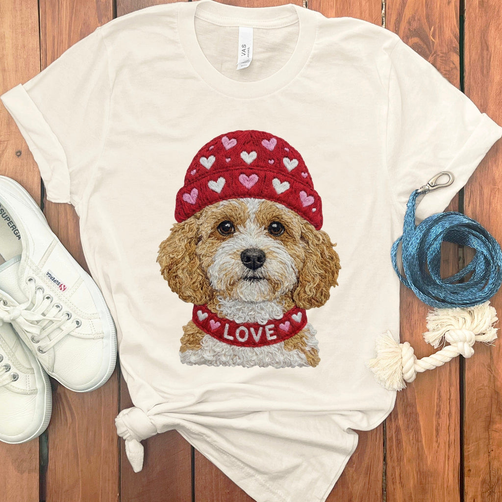 Cavapoo Heart Cap T-Shirt in Natural / S by Puppy Jo