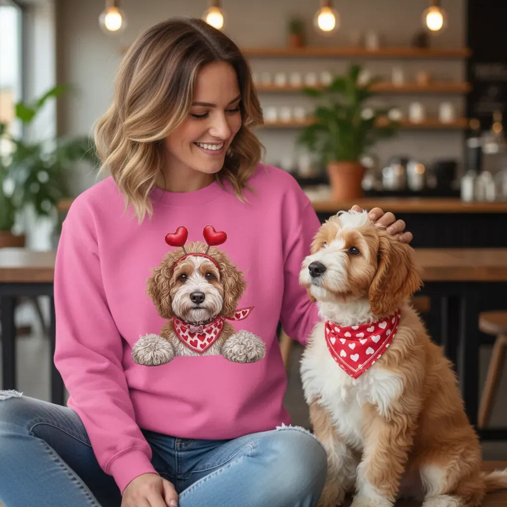 Cavapoo Heart Scarf Sweatshirt in by Puppy Jo