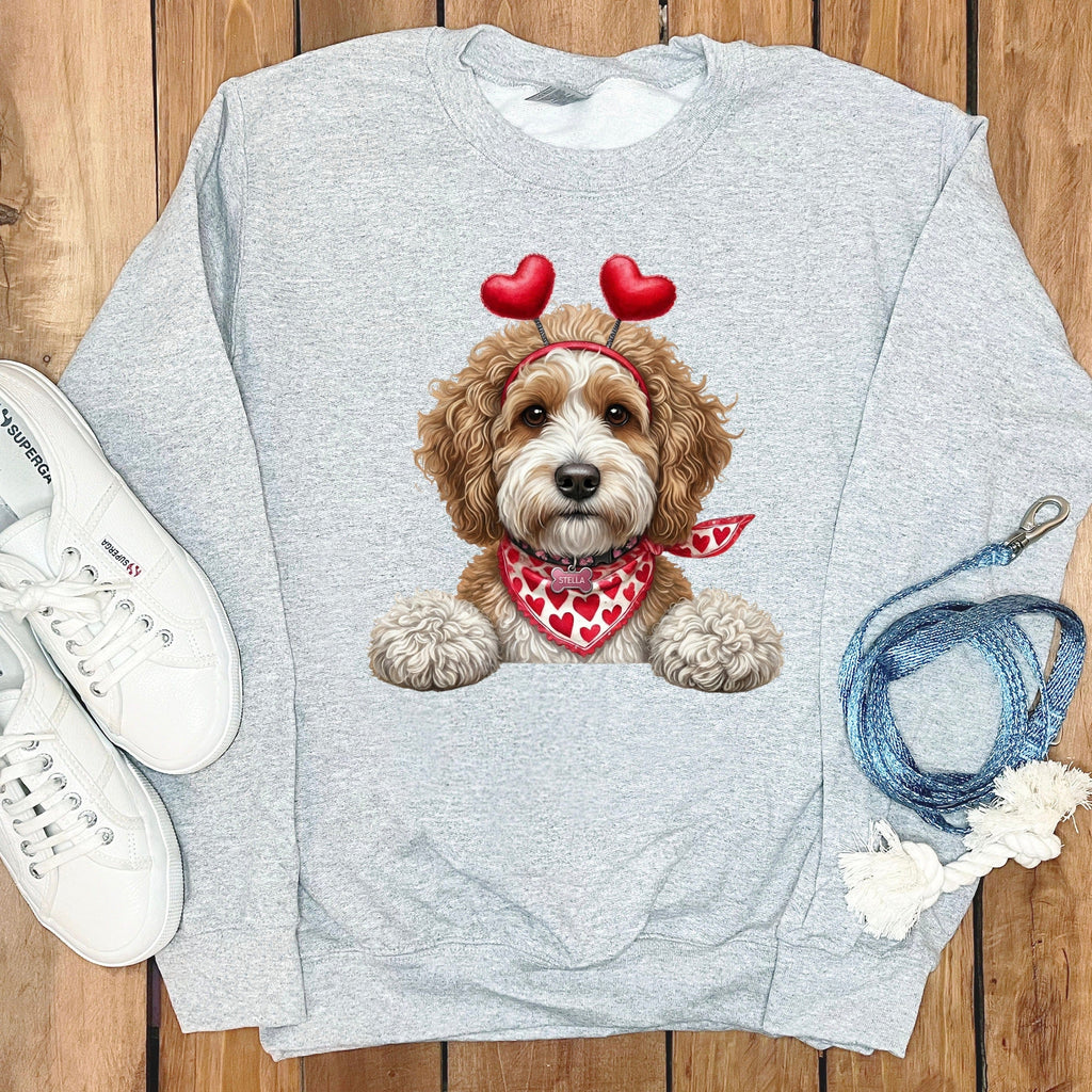 Cavapoo Heart Scarf Sweatshirt in Sport Grey / S by Puppy Jo