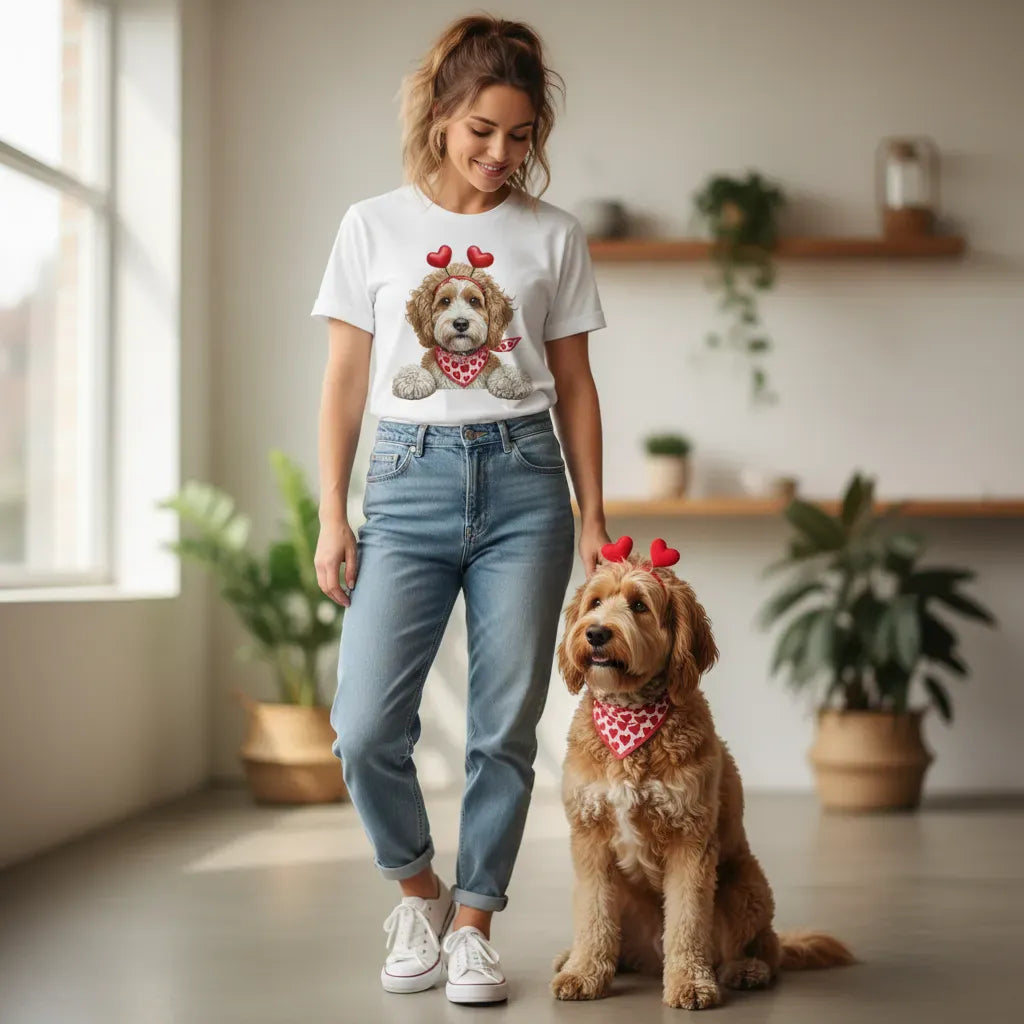 Cavapoo Heart Scarf T-Shirt in by Puppy Jo