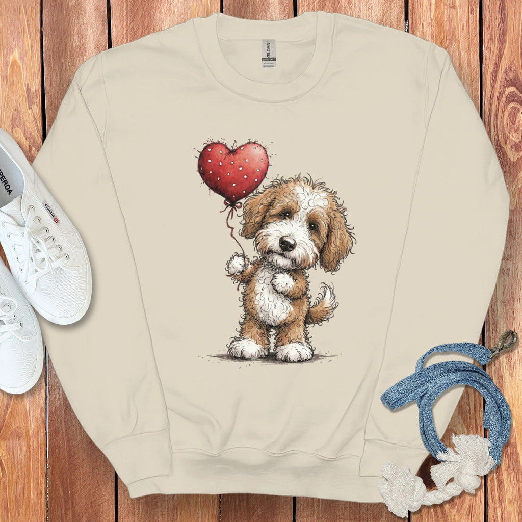 Cavapoo Heart Sweatshirt in Sand / S by Puppy Jo