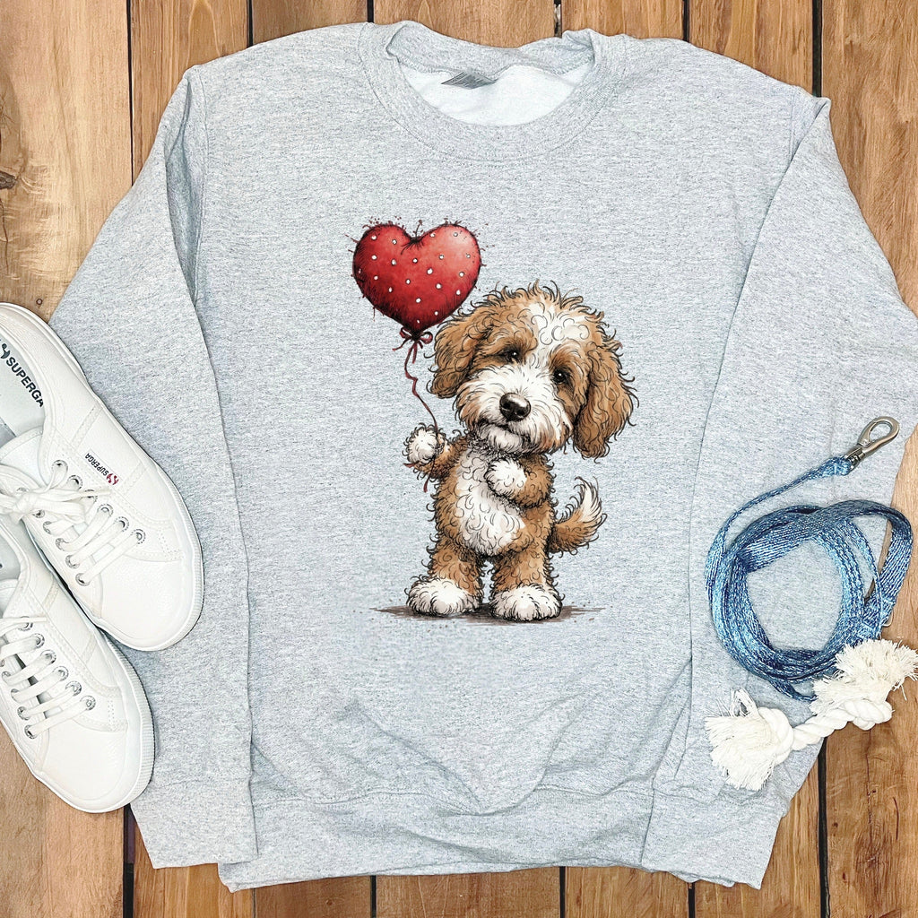 Cavapoo Heart Sweatshirt in Sport Grey / S by Puppy Jo