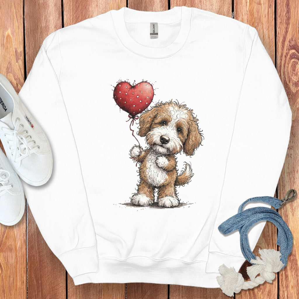 Cavapoo Heart Sweatshirt in White / S by Puppy Jo