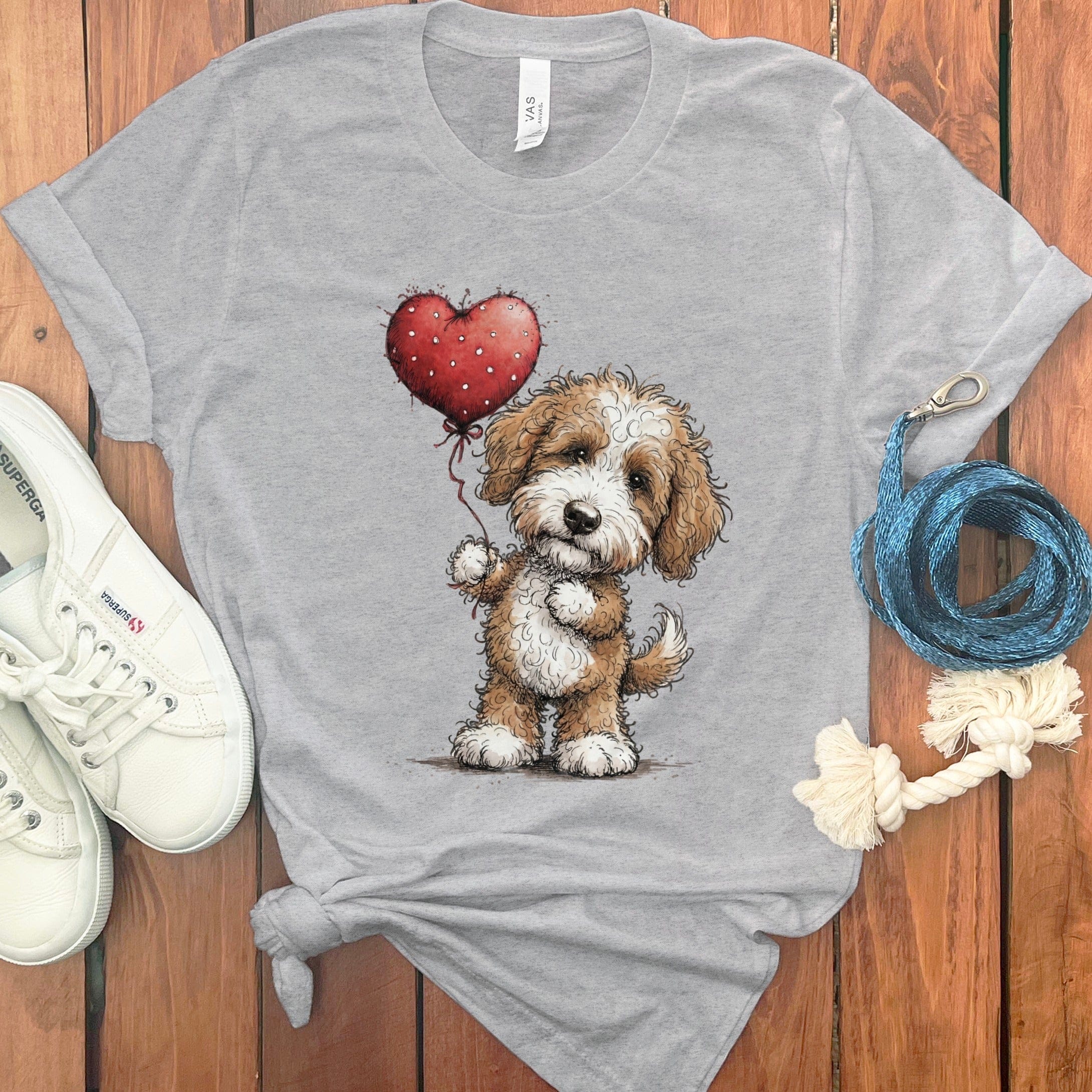 Cavapoo Heart T-Shirt in Athletic Heather / S by Puppy Jo