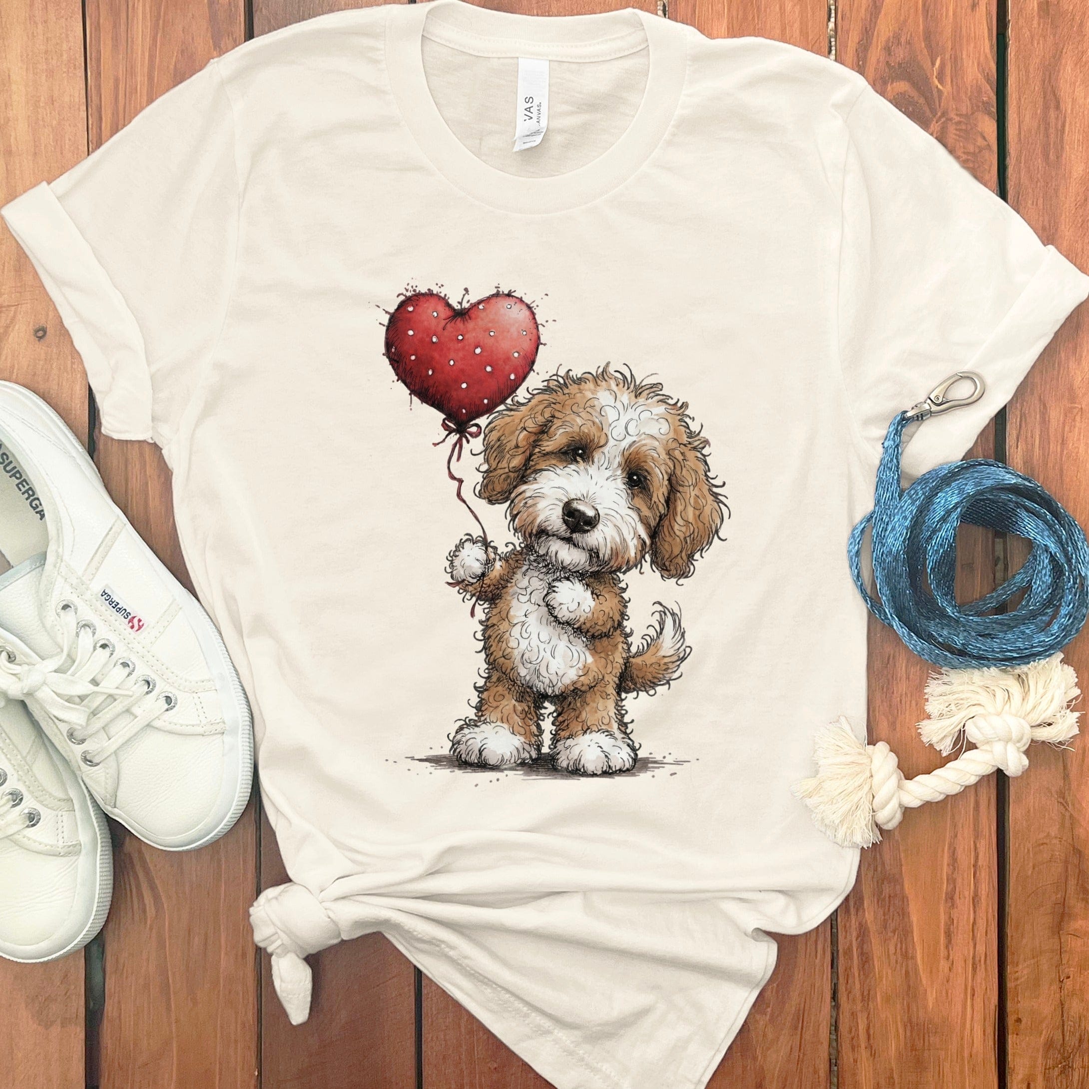 Cavapoo Heart T-Shirt in Natural / S by Puppy Jo