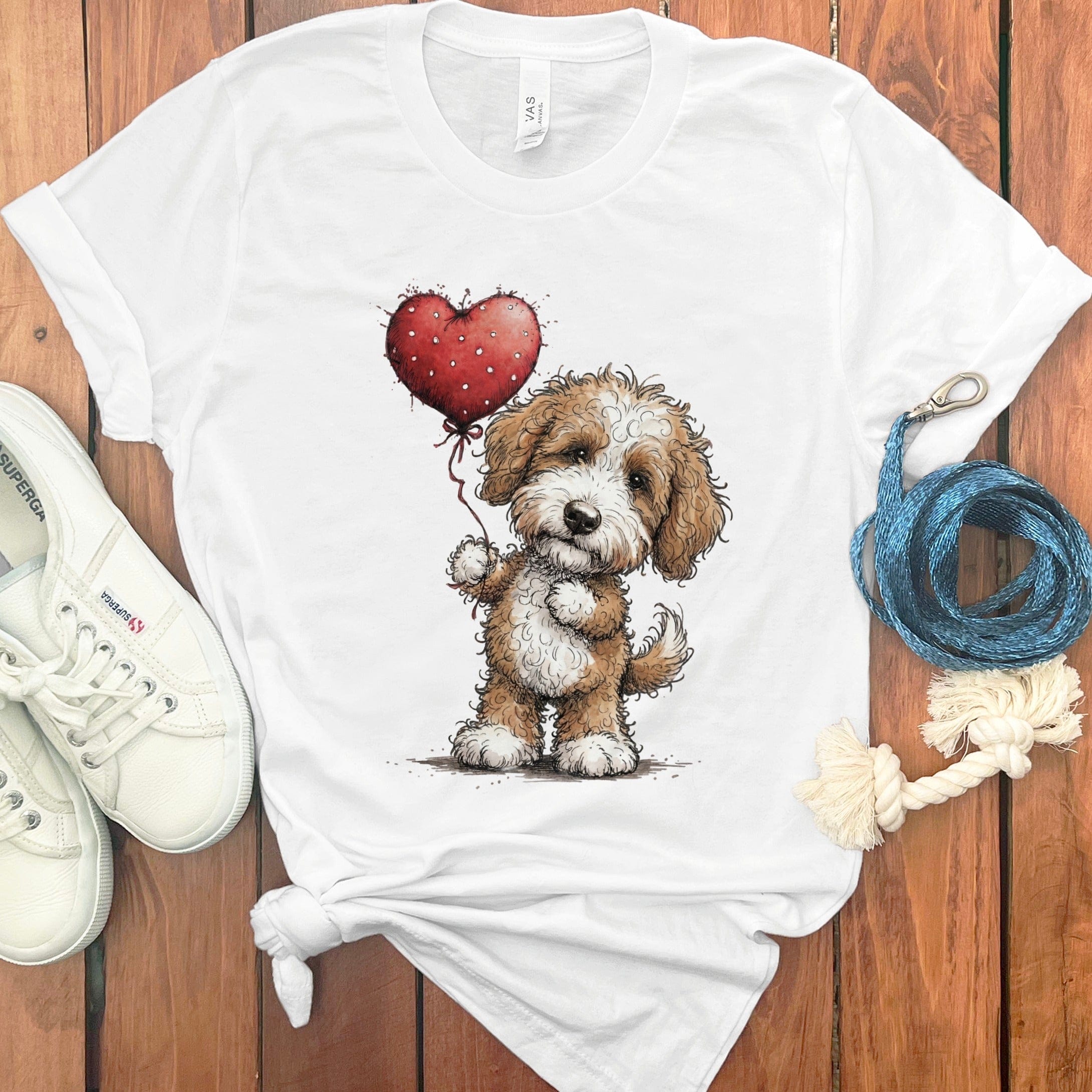 Cavapoo Heart T-Shirt in White / S by Puppy Jo
