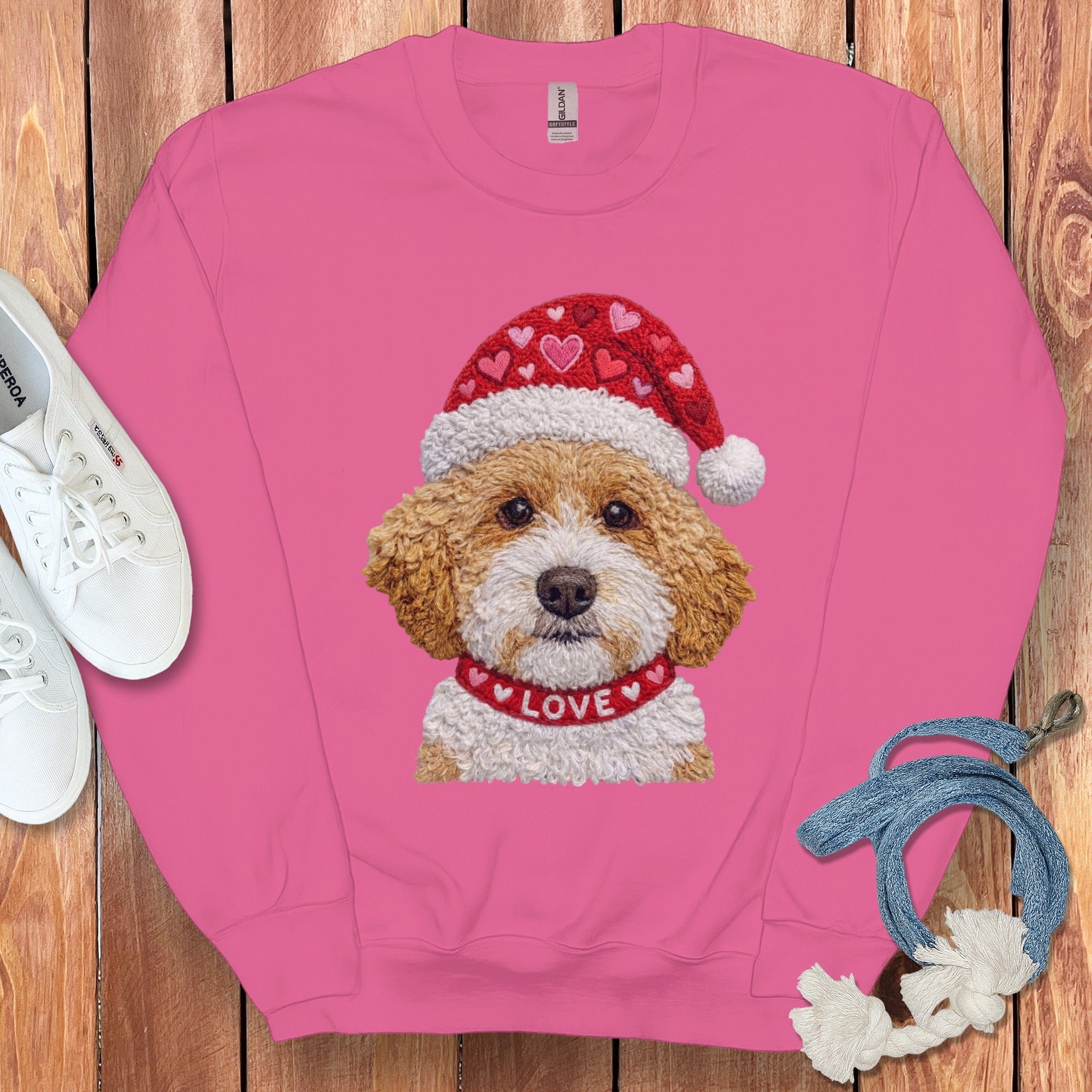 Cavapoo Love Heart Sweatshirt in Heliconia / S by Puppy Jo