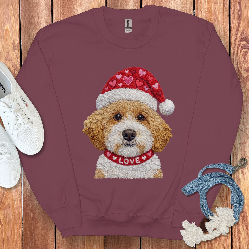 Cavapoo Love Heart Sweatshirt in Maroon / S by Puppy Jo
