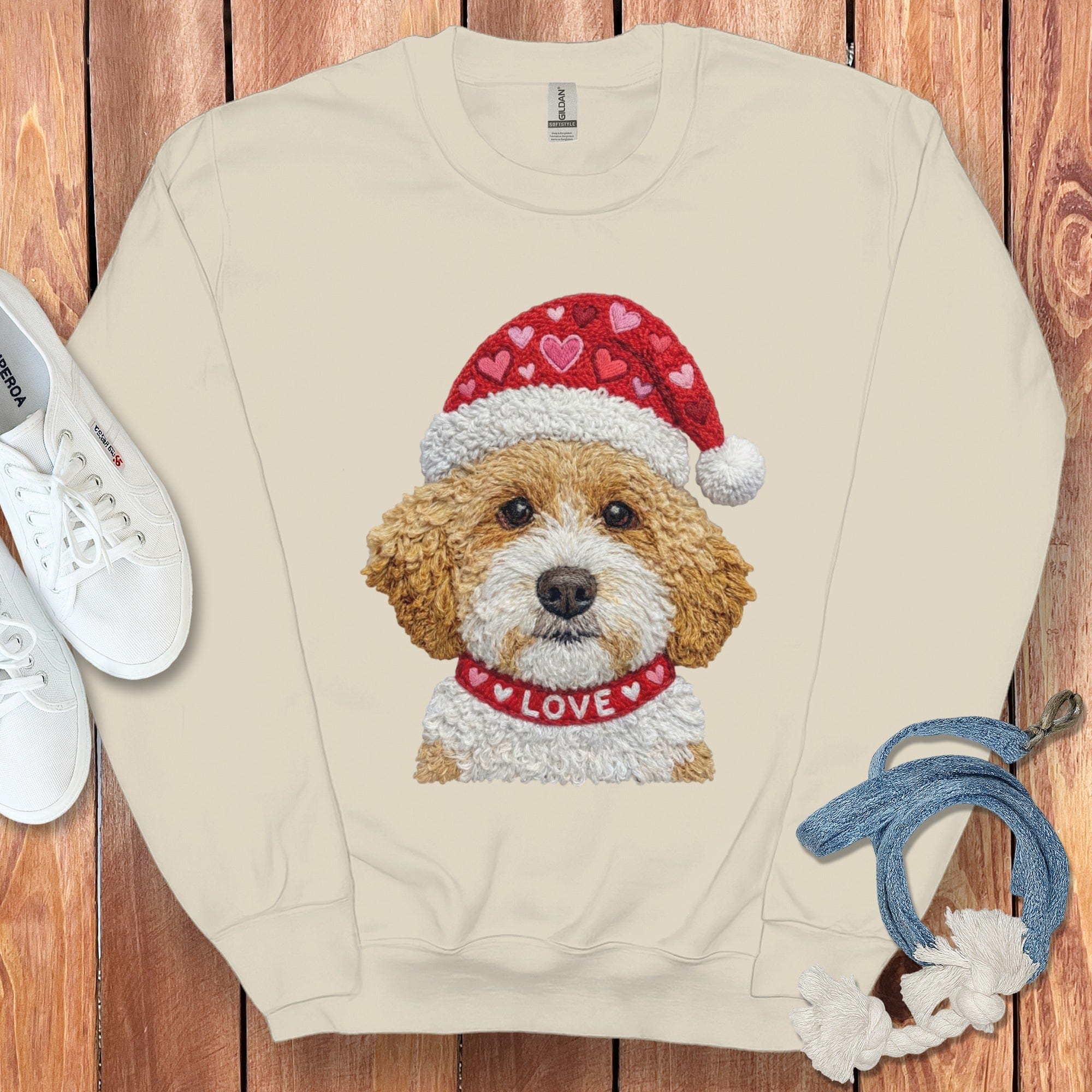 Cavapoo Love Heart Sweatshirt in Sand / S by Puppy Jo