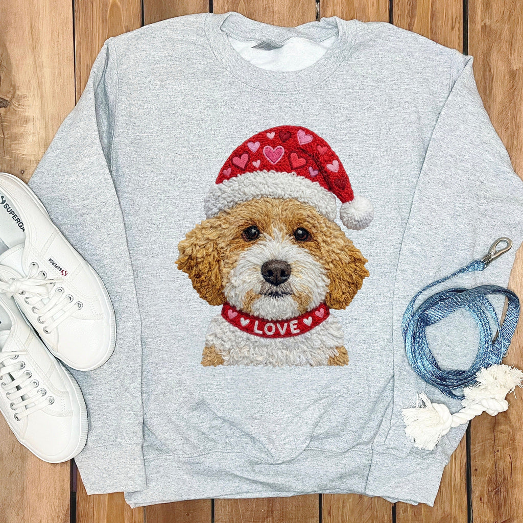 Cavapoo Love Heart Sweatshirt in Sport Grey / S by Puppy Jo