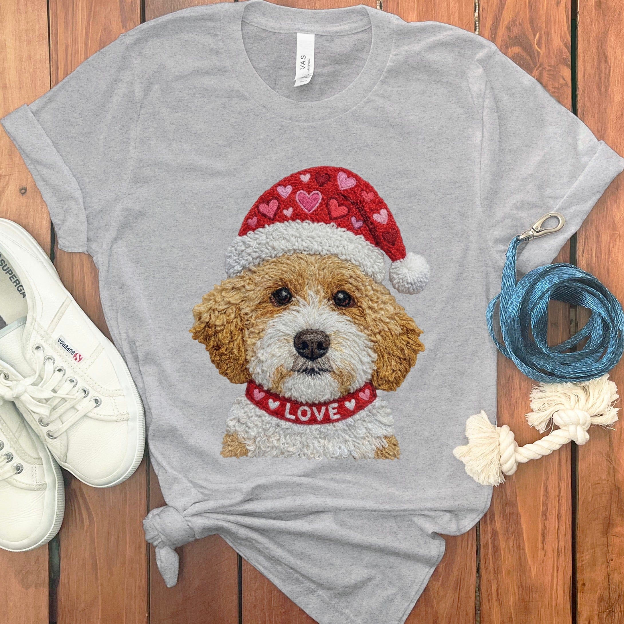 Cavapoo Love Heart T-Shirt in Athletic Heather / S by Puppy Jo